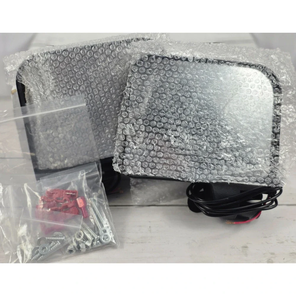 Golf Cart Side Mirrors w/LED Orange Turn Signal Blinkers w/Hdware & Instructions